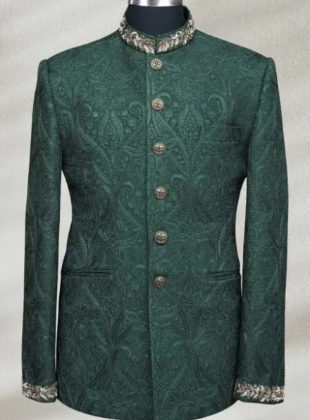 GREEN BROCADE PRINCE COAT