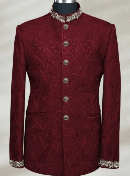 MAROON BROCADE PRINCE COAT