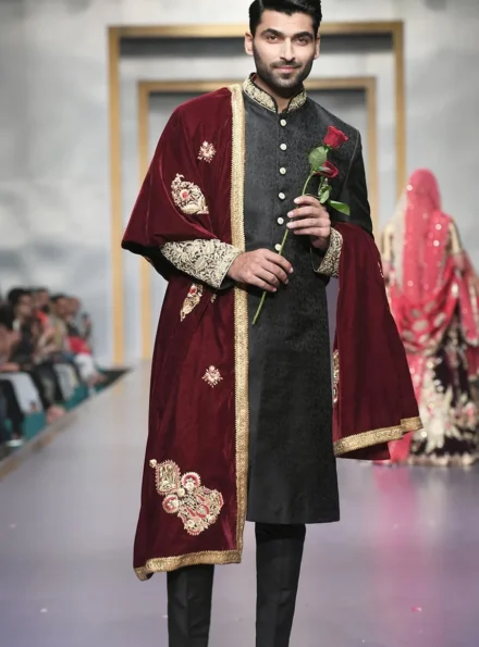Black Brocade Sherwani