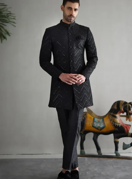 Modern Black Sherwani