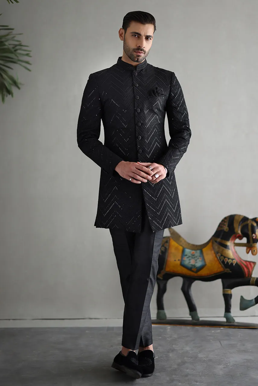 Modern Black Sherwani Modern Black Sherwani