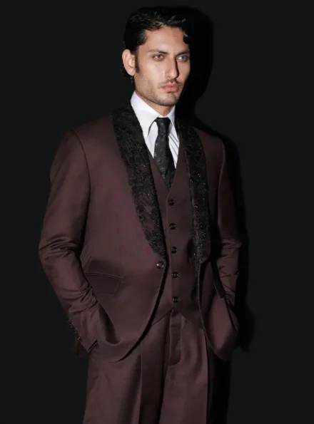 Designer Maroon 3 Piece Suit