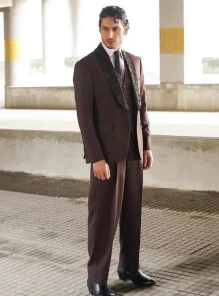 Designer Maroon 3 Piece Suit
