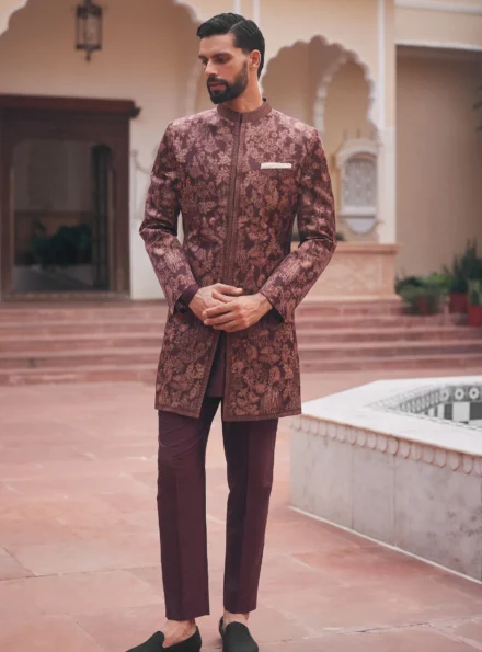 Maroon Sherwani