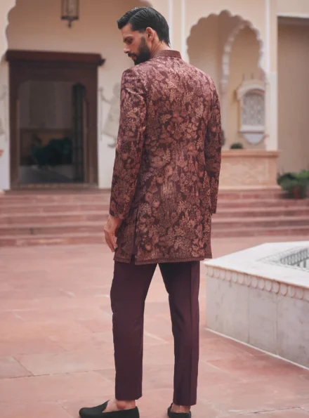 Maroon Sherwani