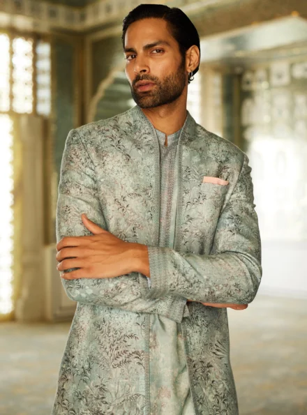Mint Green Western Sherwani