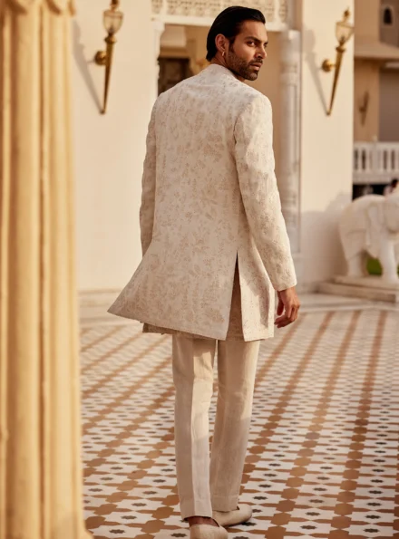 EMBROIDERED OFF White SHERWANI