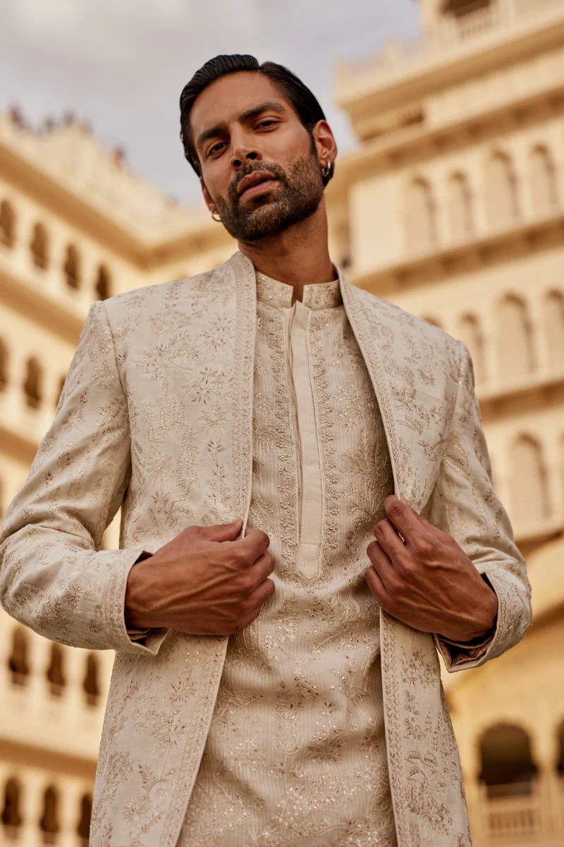 EMBROIDERED OFF White SHERWANI