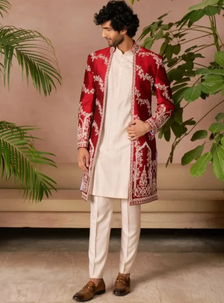 Cherry Red Sherwani