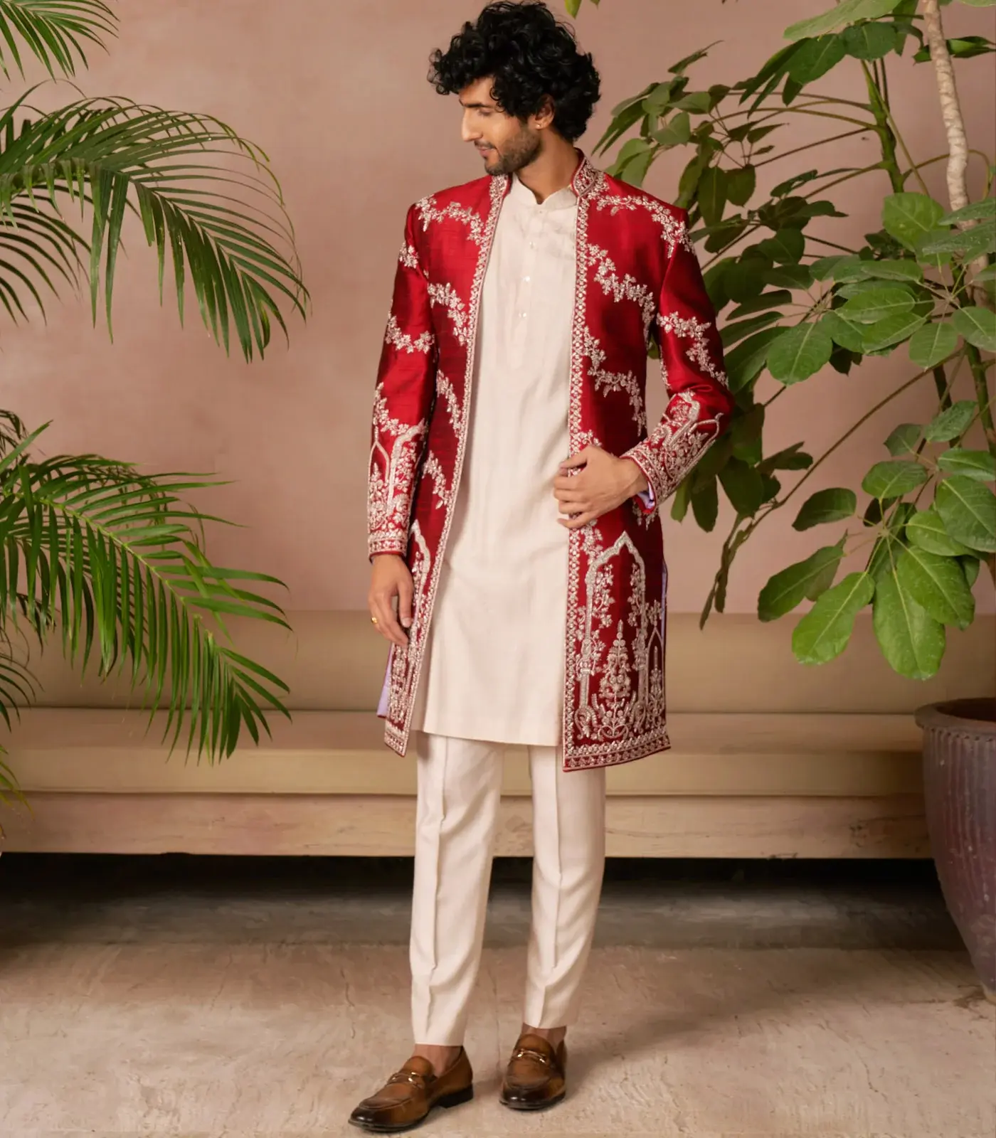 Cherry Red Sherwani Cherry Red Sherwani