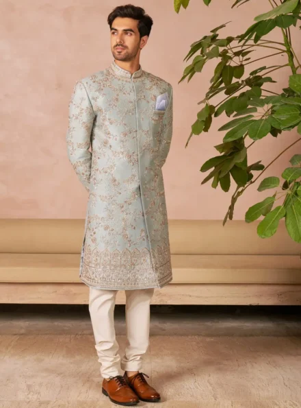 Aqua Blue Sherwani