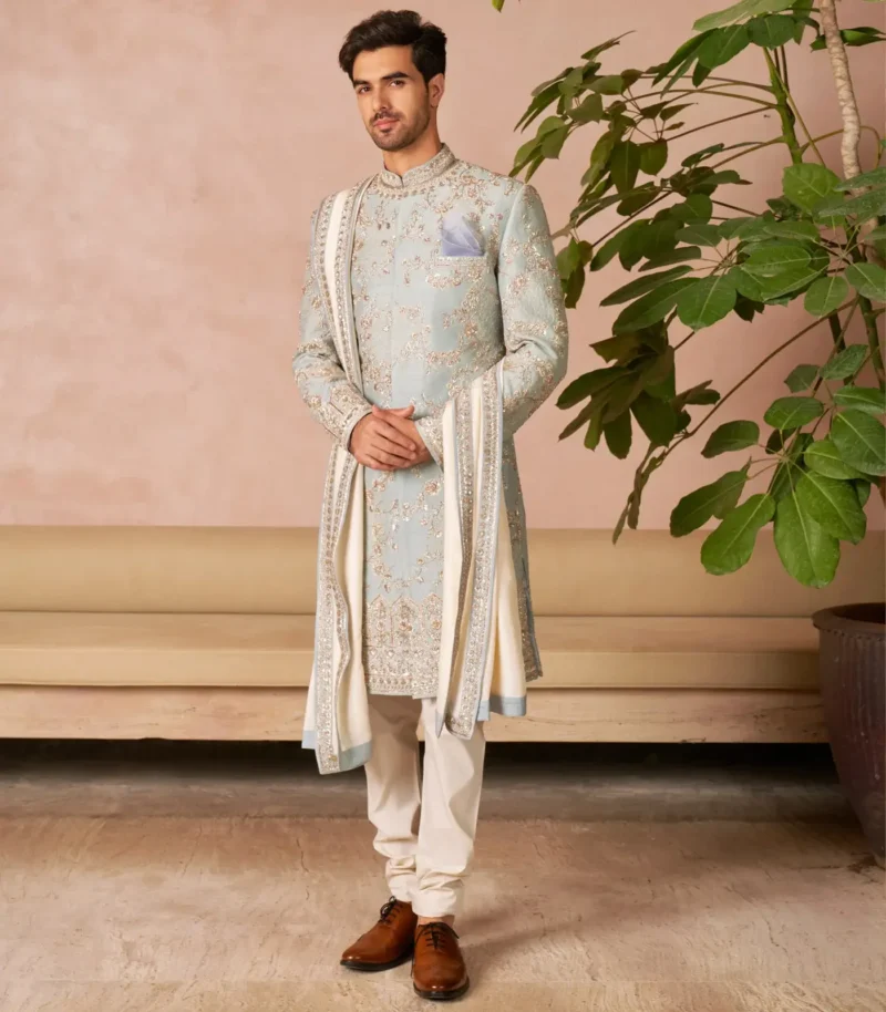 Aqua Blue Sherwani