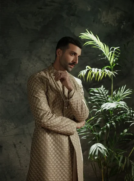 Gold Brocade Sherwani