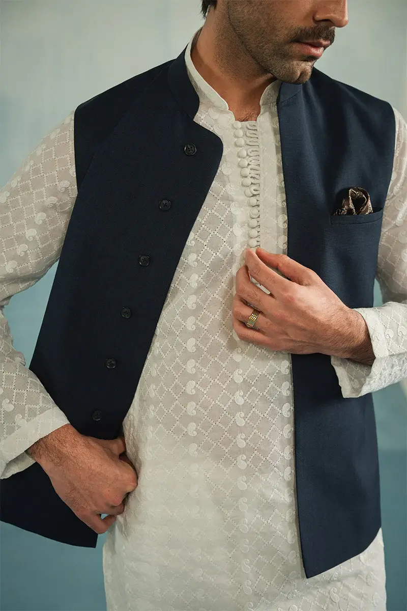 Embroidered Navy Blue Waistcoat Embroidered Navy Blue Waistcoat