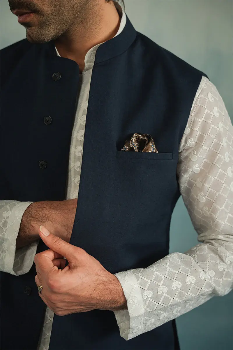 Embroidered Navy Blue Waistcoat Embroidered Navy Blue Waistcoat