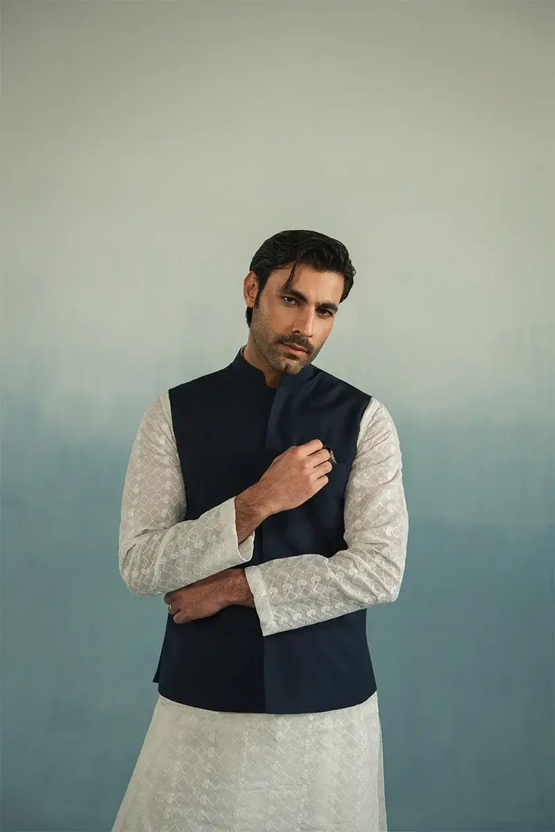 Embroidered Navy Blue Waistcoat Embroidered Navy Blue Waistcoat