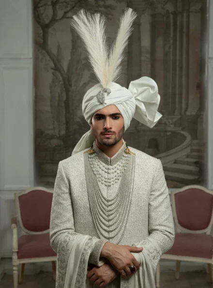 Regal White Sherwani