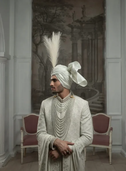 Regal White Sherwani
