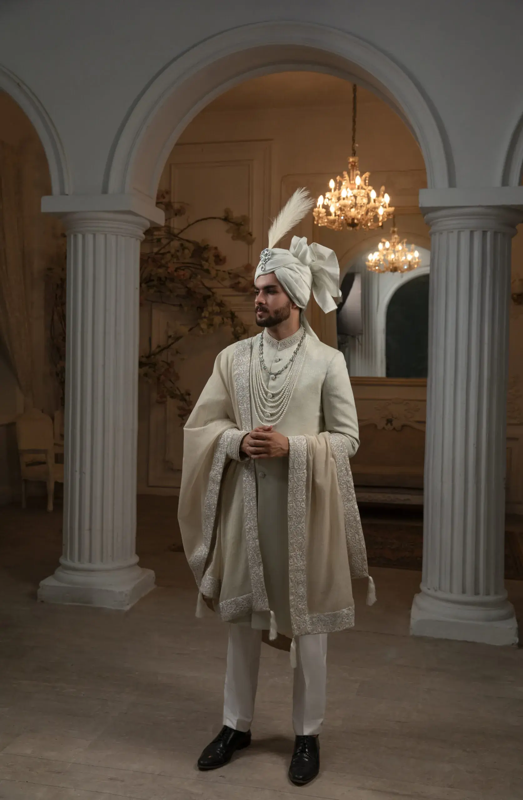 Off White Brocade Sherwani Off White Brocade Sherwani