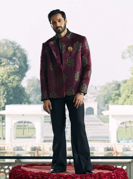 Maroon Silk Prince Coat