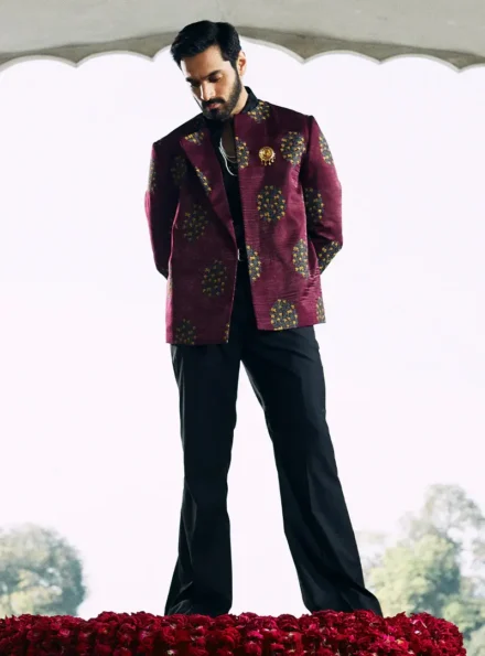 Maroon Silk Prince Coat