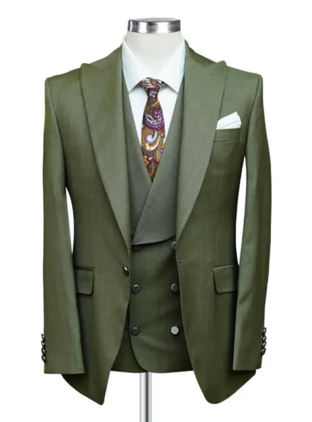Exquisite Green 3 Piece Suit For Mens